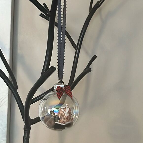 Upcycled Clear Glass Ornaments 3 Different Christmas Balls Light Ginger Gifts - Picture 6 of 15